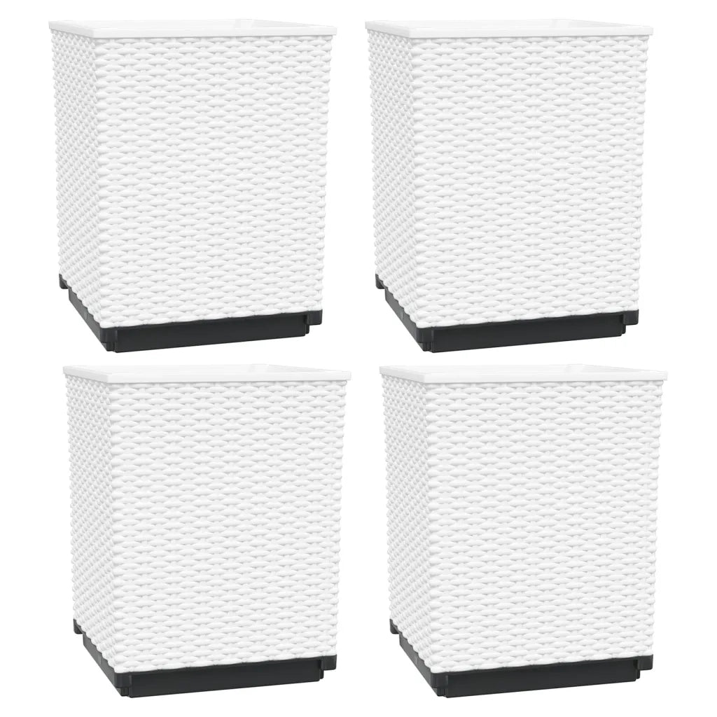 Fioriere | Cassetta per fiori | Vaso 4 pz Bianche 30x30x37 cm in Polipropilene