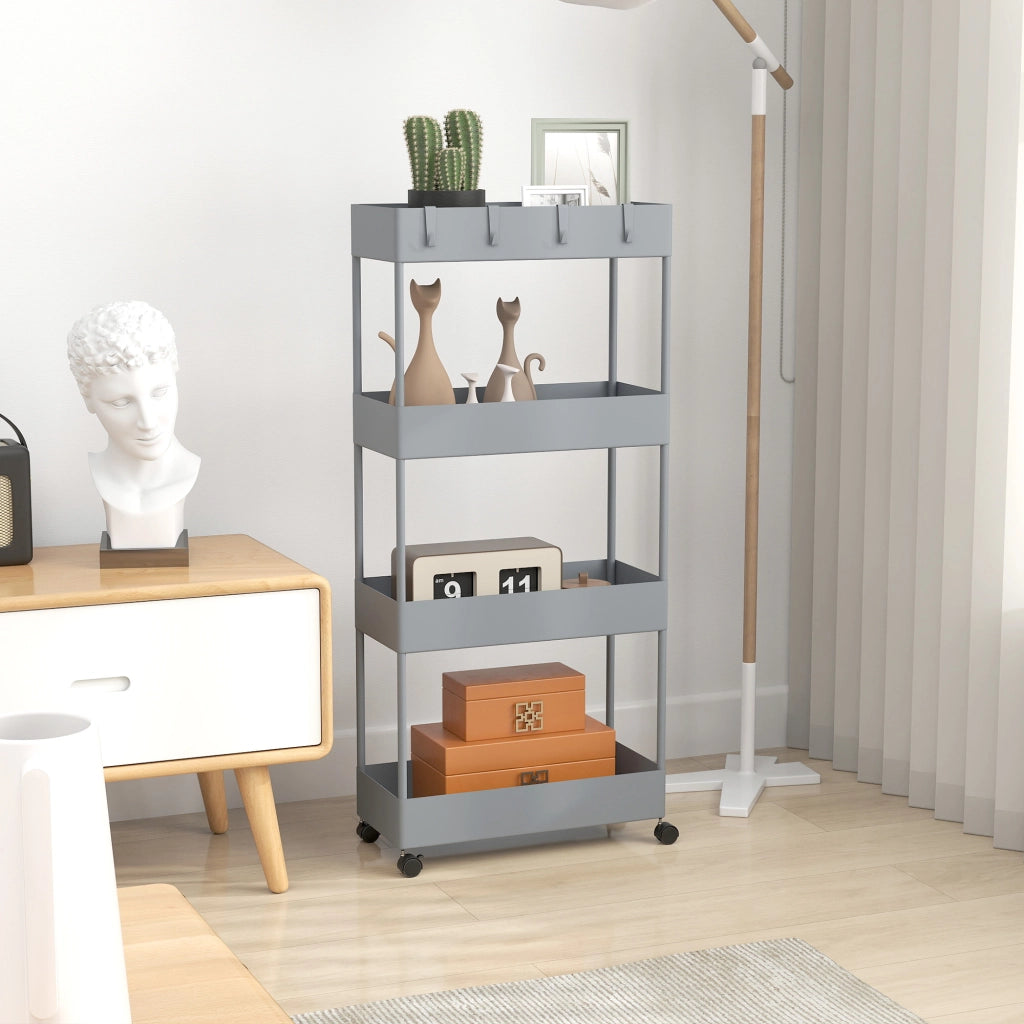 Carrello Portaoggetti Multilivello con Ruote ¨C Minimal ¨C Grigio 40x19x90 cm