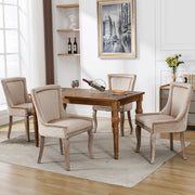Sedie da Pranzo Imbottite in Velluto con Gambe in Legno Massello ¨C MINIMAL ¨C Beige, Set 4 Pezzi