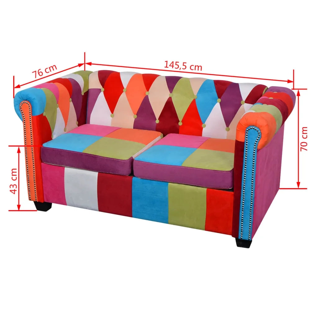 Divano Chesterfield a 2 Posti in Tessuto 243180