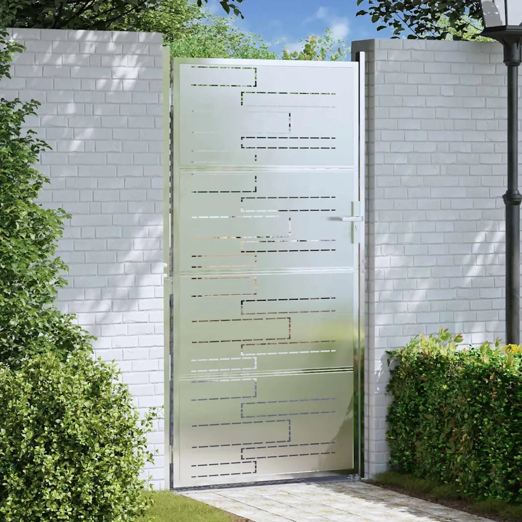 Cancello da giardino Argento 85 x 174 cm Acciaio inossidabile 3402584