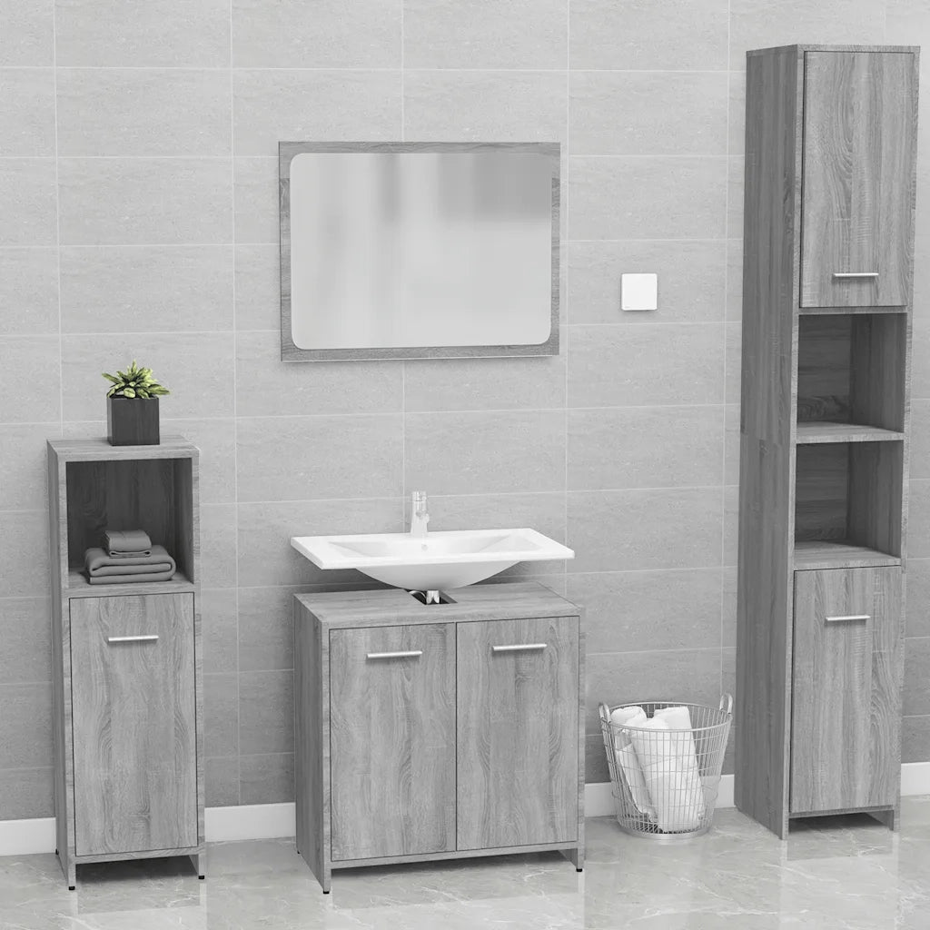 Set di Mobili da Bagno | Armadio da bagno Grigio Sonoma in Legno Multistrato