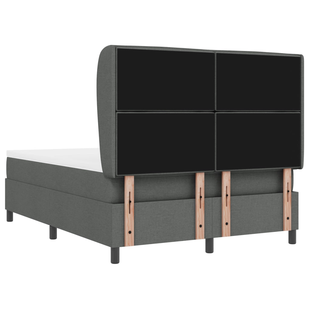 Letto Box Spring con Materasso Grigio Scuro 140x200 cm Tessuto