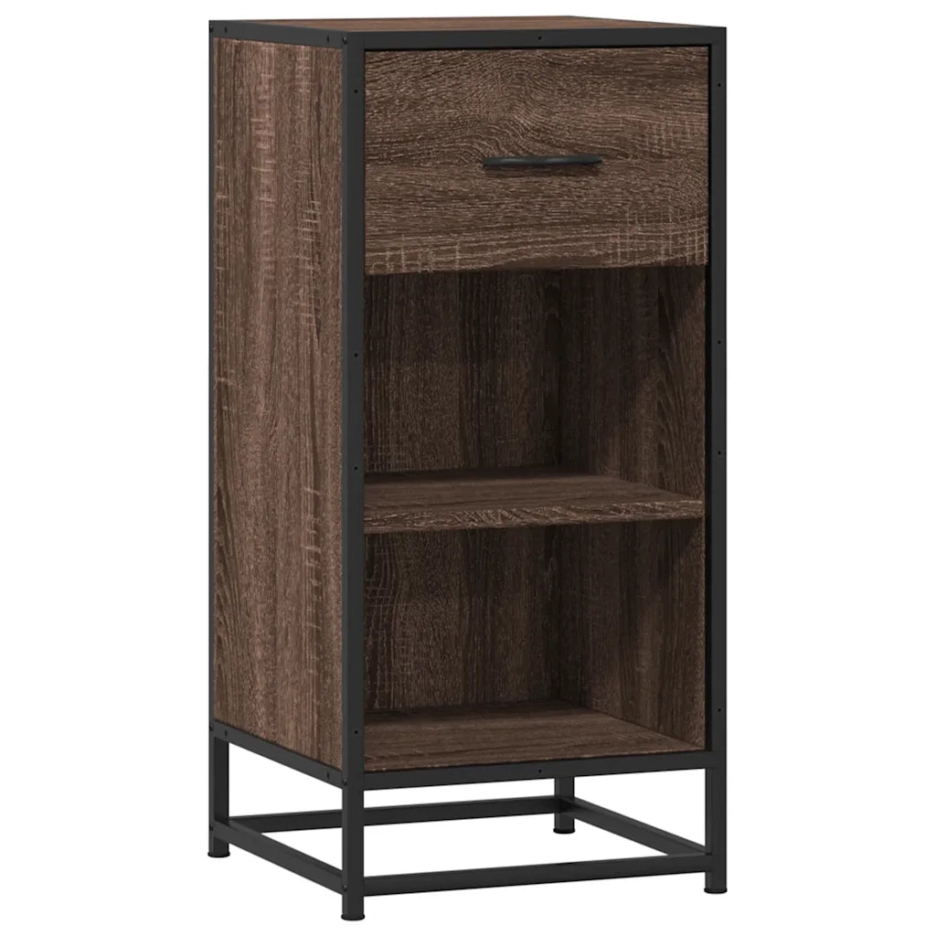 Credenza Rovere Marrone 35,5x35x76 cm in Truciolato e Metallo
