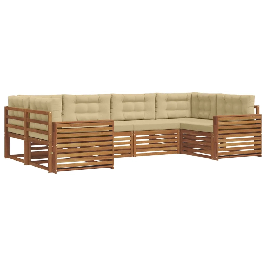 Set di divani da esterno con cuscino 6 pcs Naturale e Beige 3374028