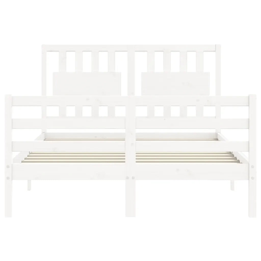 Giroletto con Testiera-Struttura Letto con testiera Bianco 140x190 cm in Legno Massello 124857