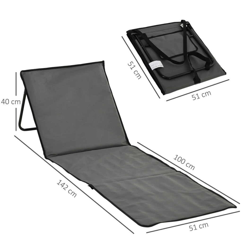 Set 2 Sdraio 142x51x40 cm Pieghevoli con Tasca Resistente Acqua in Tessuto Oxford Grigio