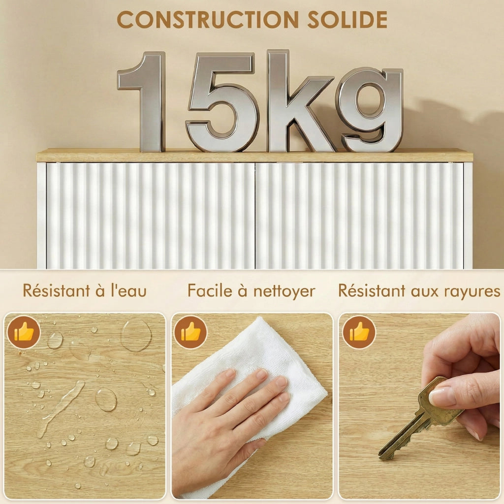 Mobile Sottolavabo Bagno con 2 Ante e Ripiano Regolabile ¨C Zephmum ¨C Bianco 60x30x61