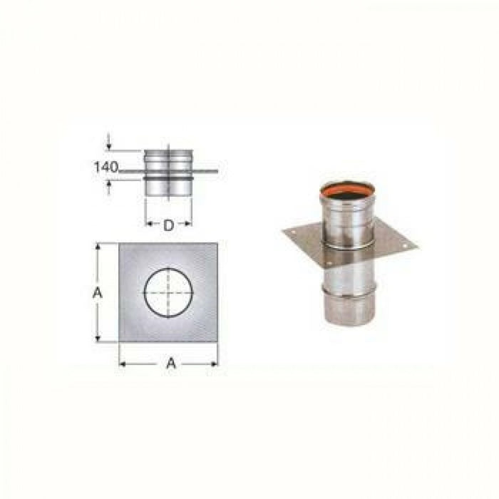 Piastra con elemento diritto d.2 50 inox aisi316l b08x9skbp8