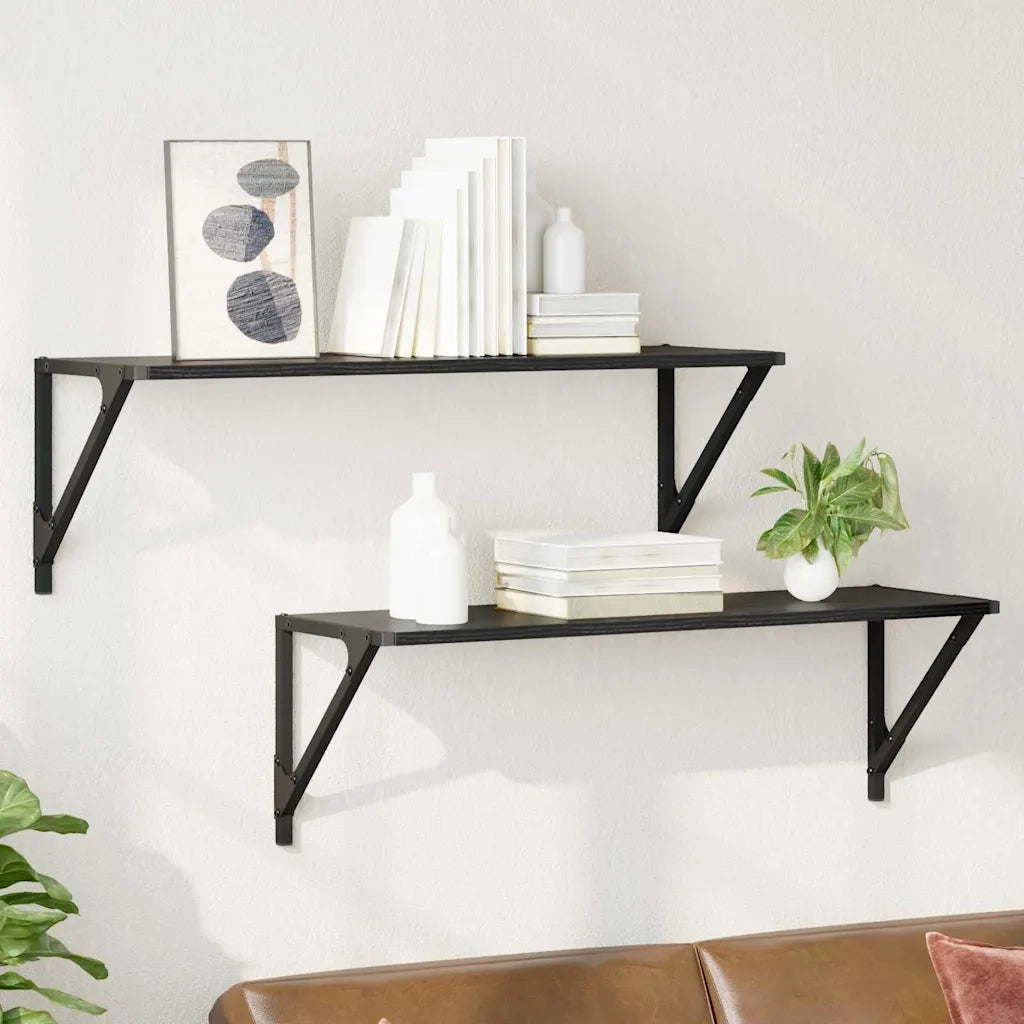 Scaffali da parete 2 pcs Rovere Nero 80 x 25 x 25,5 cm 882861
