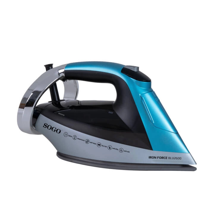 Ferro da stiro a vapore 2600W con piastra in ceramica, serbatoio 250ml, colpo di vapore 80g/min, funzione anti-calcare - SOGO