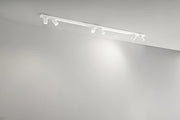 Plafoniera 10S48175 B in metallo verniciato bianco opaco, 6 luci orientabili GU10, design moderno ed essenziale per illuminazione indoor - Perenz