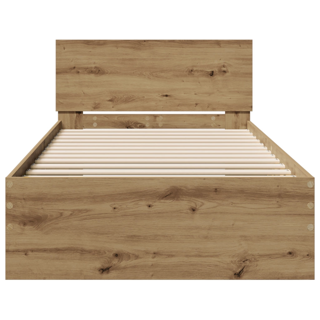 Struttura Letto senza Materasso e Testiera Rovere Artigianale 90x200 cm