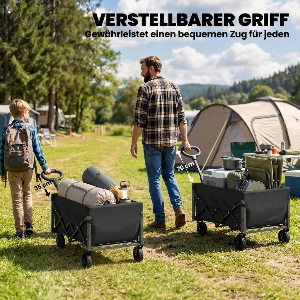 Carrello da Giardino Pieghevole 80L ¨C Xylo ¨C Con Manico Telescopico e Portabevande