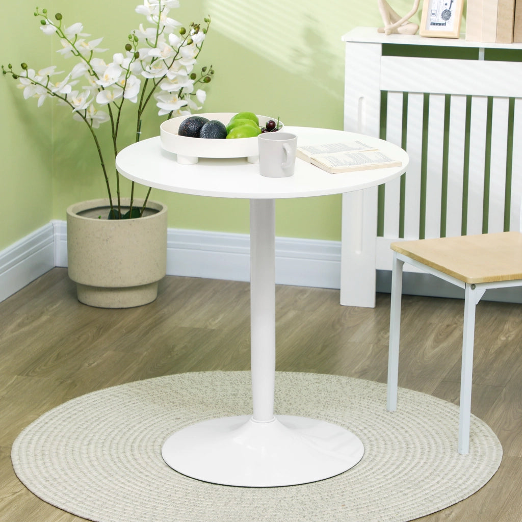 TAVOLO rotondo Ø70 x 75 cm in MDF bianco con base in acciaio
