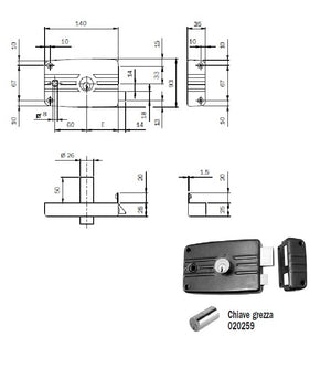 ISEO 481603 SERRATURA APPL. X FERRO CIL.FISSO MM.60 DX C/ALE