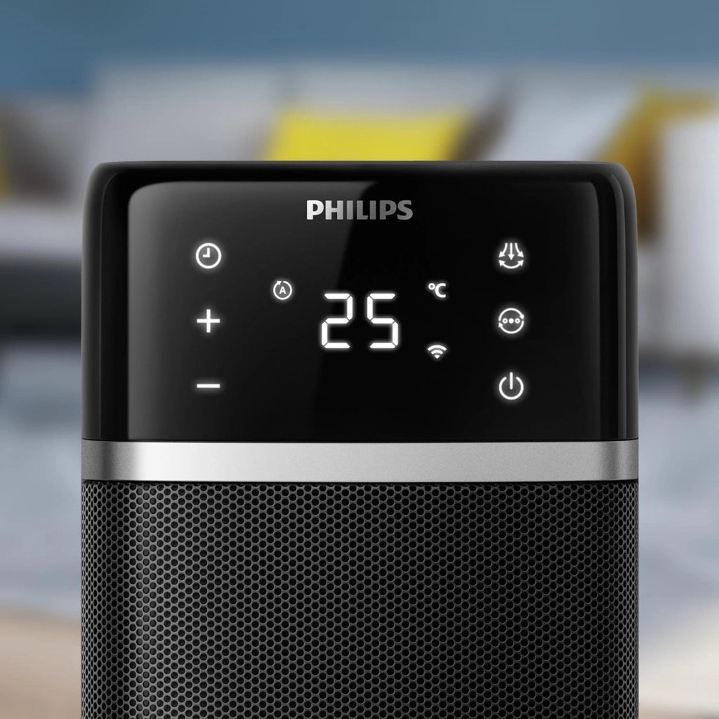 Philips CX5120-11 Serie 5000 Termoventilatore Torre 2000W AI Wi-Fi App 40,5 dB oscillazione 60° per ambienti fino a 20 m² colore Nero