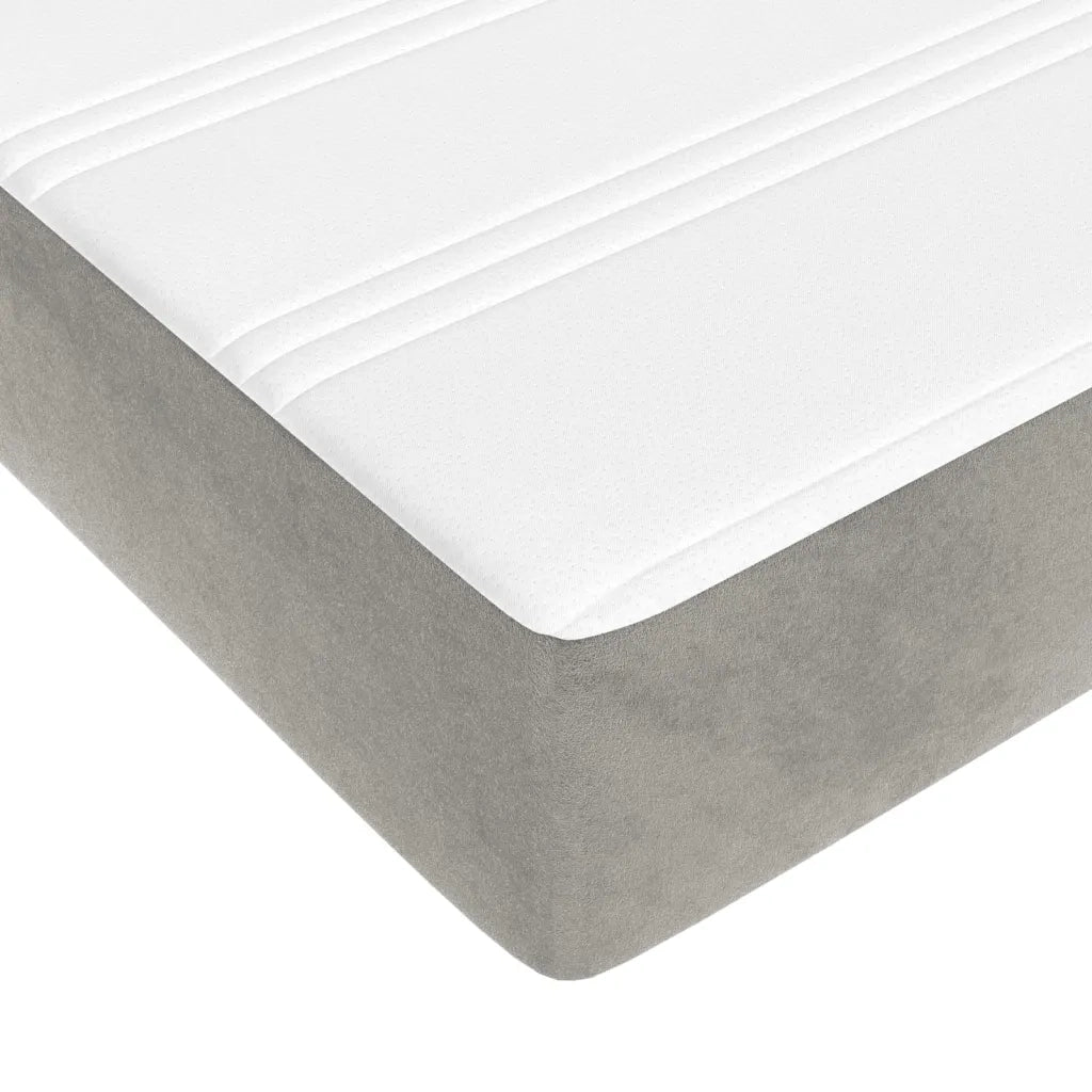 Materasso a Molle Insacchettate Rigidità Media Grigio Chiaro 180x200x20 cm in Velluto 347848