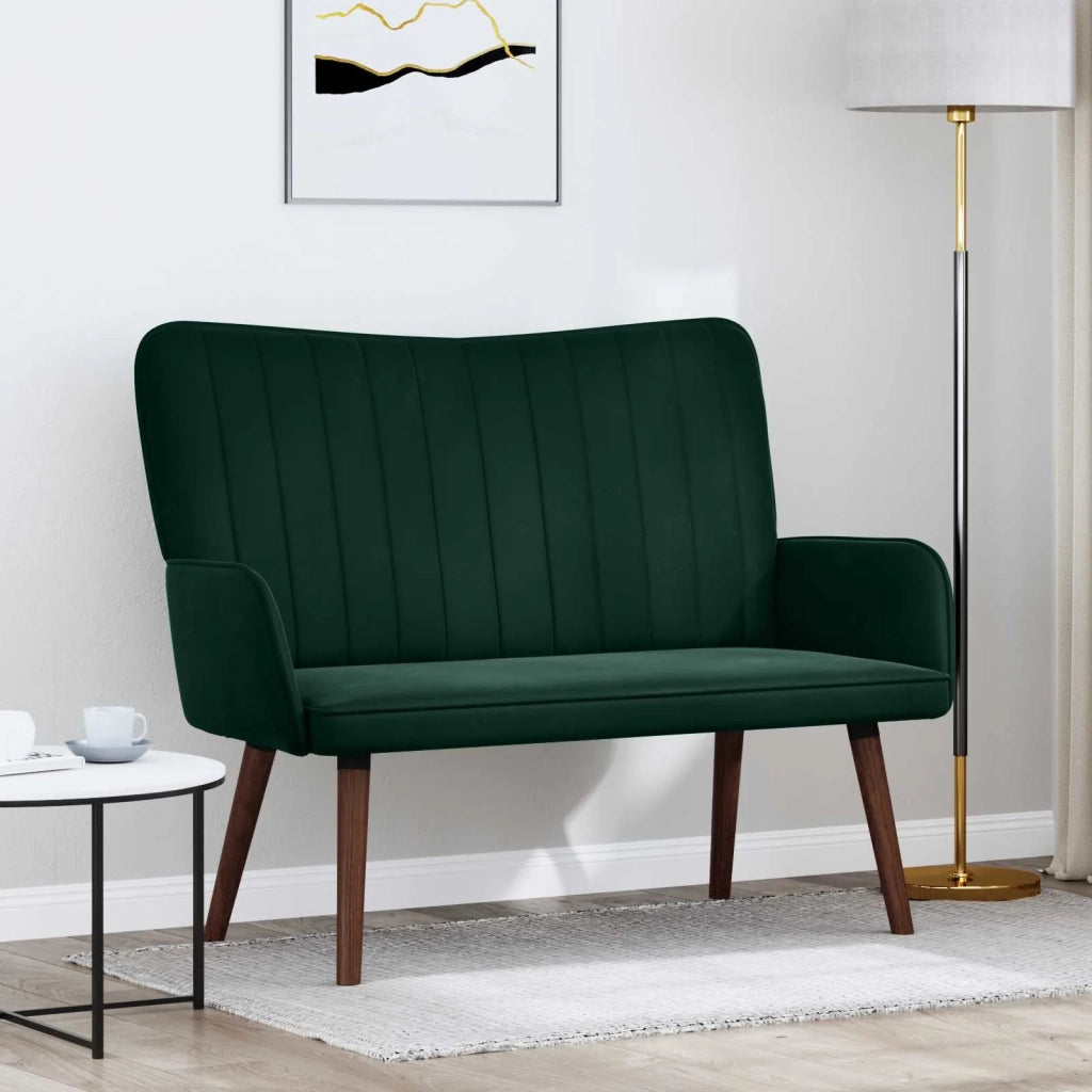 Sofa a Due Posti Verde Scuro 115 x 61 x 87 cm Velluto