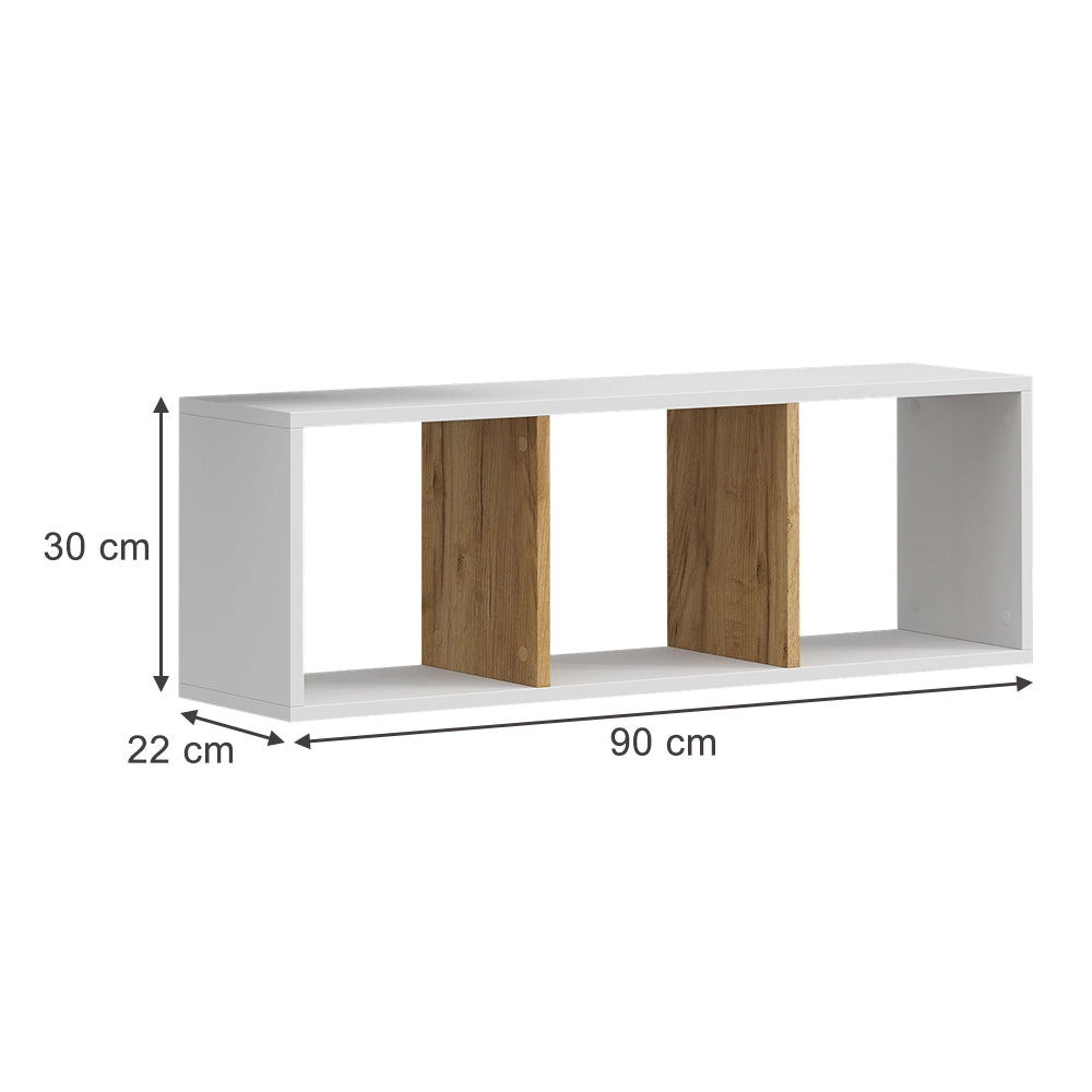 Vicco Scaffale a muro Rovere bianco/dorato 90 x 30 cm Set di 2
