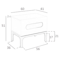 Comodino in legno grigio e noce con illuminazione interna