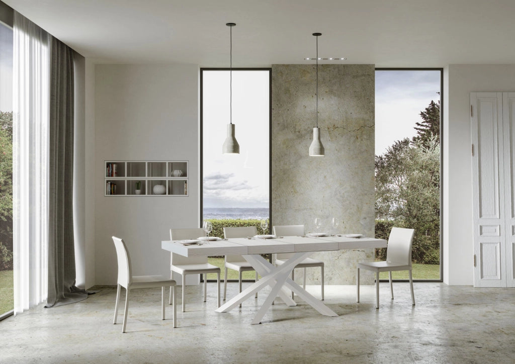 Tavolo allungabile 90x140/400 cm Volta Premium bianco frassino telaio bianco