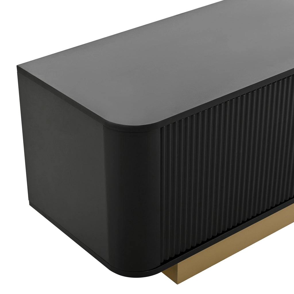 Mobile TV moderno 170 x 40;5 x 47 cm con 3 ante e gestione cavi; nero