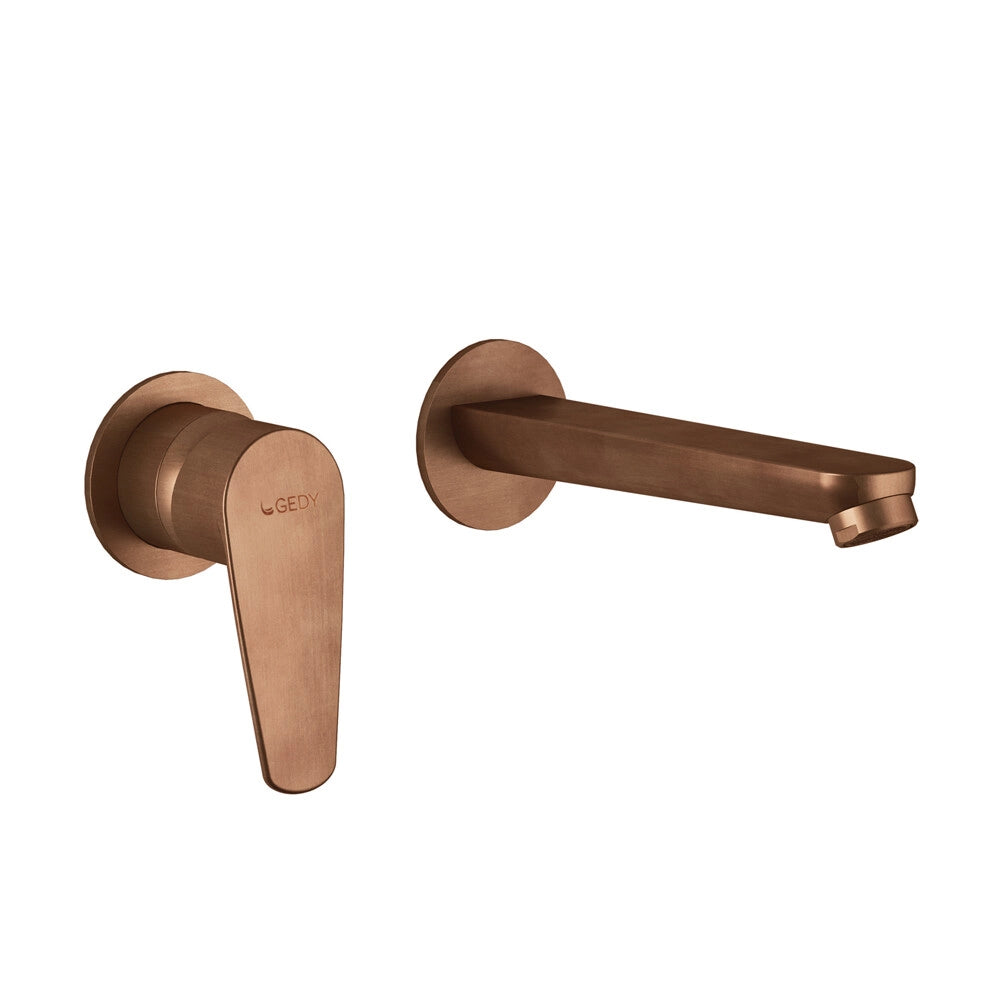 Set miscelatori lavabo a muro e bidet oro rosa Como di Gedy