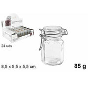 Trade Shop - Set 24 Pz Barattolo Ottagonale Vasetto Con Tappo Porta Spezie Vetro 85g 100827 -