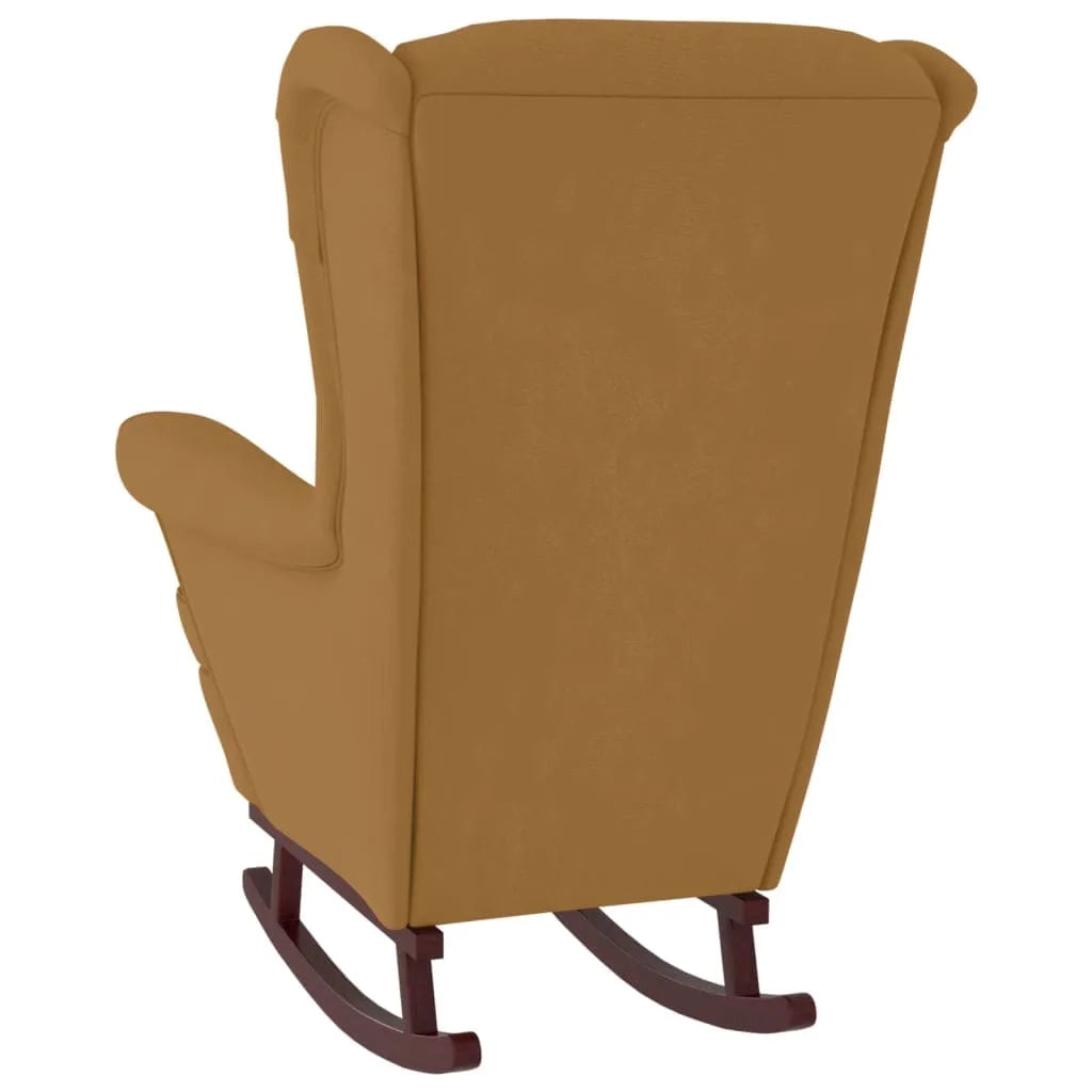 Sedia a dondolo con schienale alto in velluto marrone 3121238