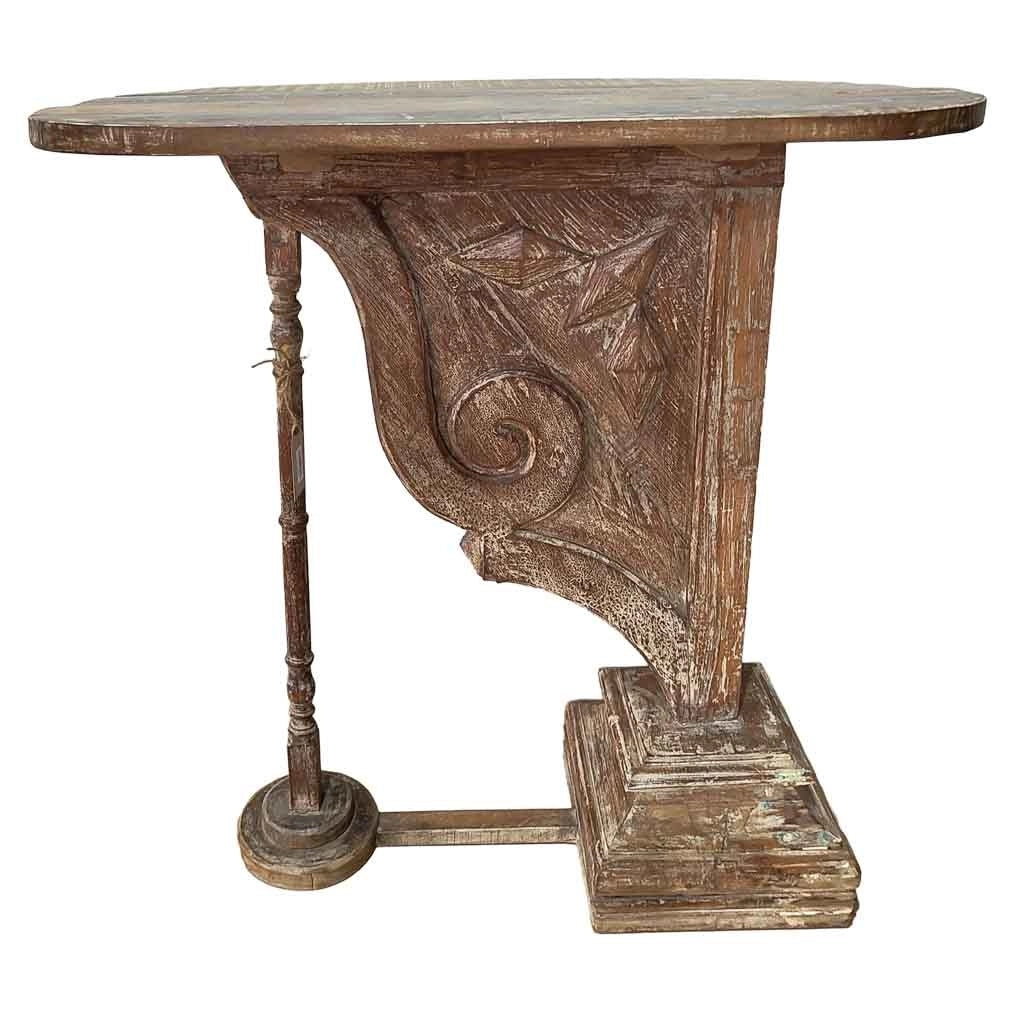 Mobile da ingresso artigianale in legno marrone 91x51x95h cm
