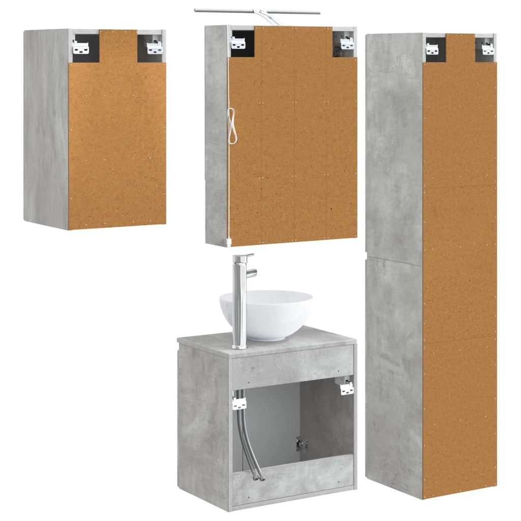Set di Armadi da Bagno 5 pcs Grigio Cemento 50 x 14,5 x 70 cm 3407298