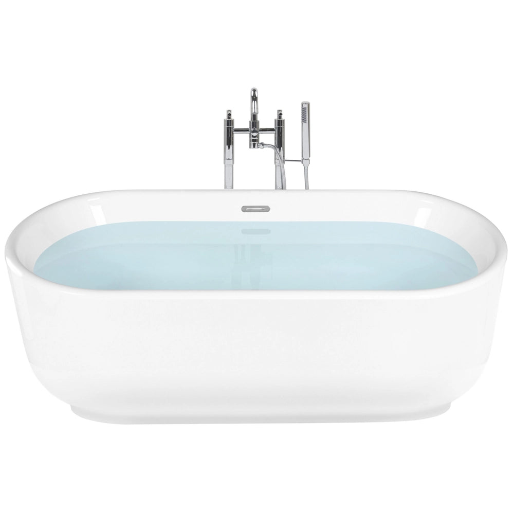 Vasca freestanding bianco lucido sanitario acrilico singolo ovale moderno design minimalista