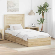 Letto con Contenitore con testiera Rovere Sonoma 75 x 190 cm
