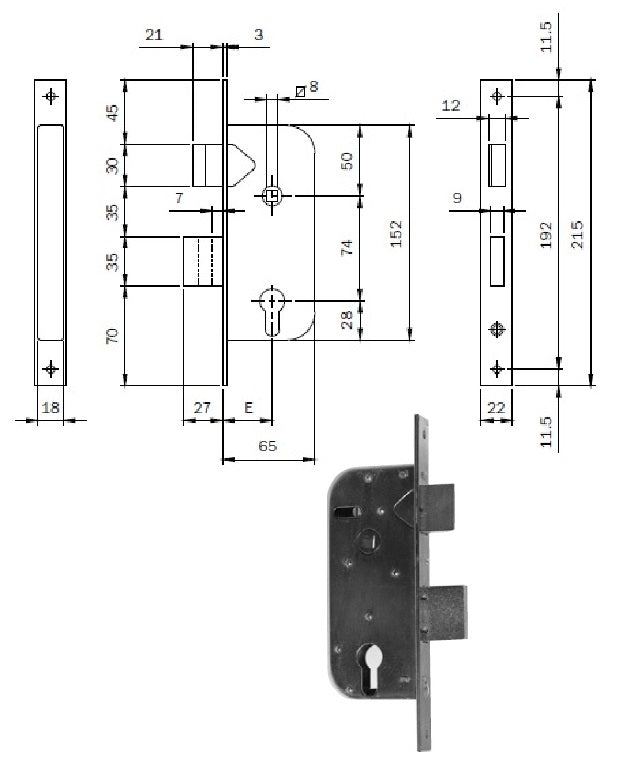 ISEO 630350 SERRATURA X CANCELLI MM.35 2MANDATE CIL. EUROPEO