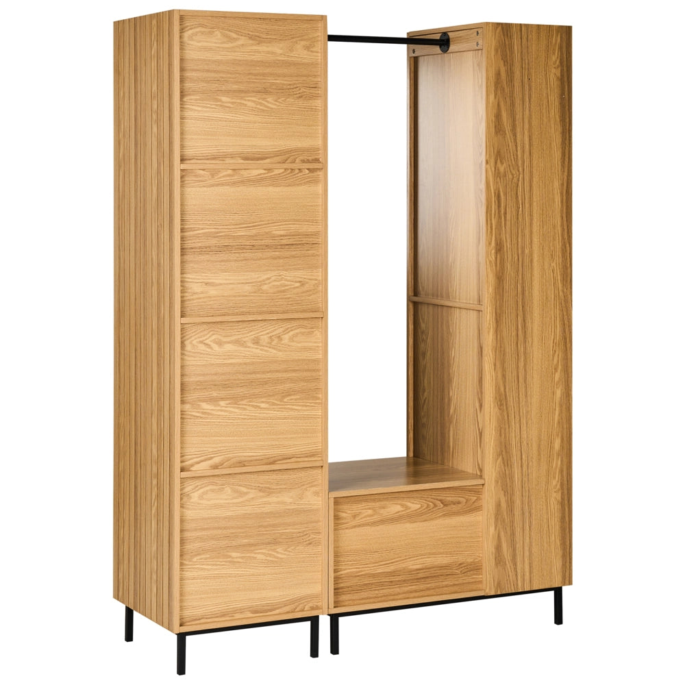 Armadio aperto 9 ripiani MDF Scaffale aperto per vestiti Marrone chiaro stile moderno
