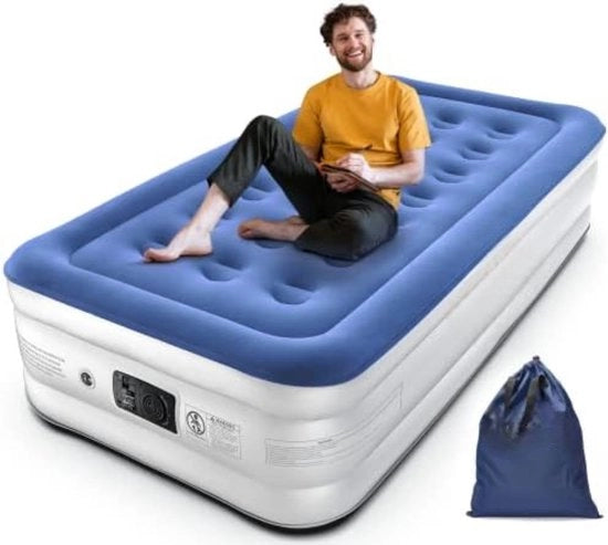 Letto aereazione con Pompa Integrata - Letto aereo Autoinflante - Materasso Autoinflante - Letto aereo Singolo - 188 x 99 x 46 cm, Massimo 250 kg - Blu
