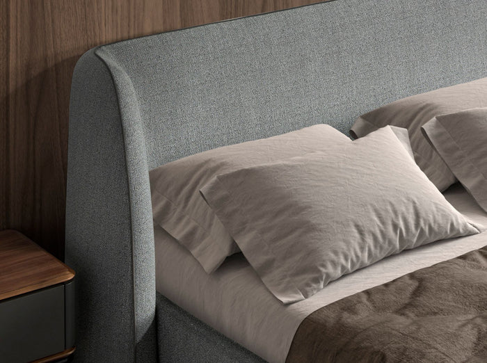 Letto in tessuto grigio scuro