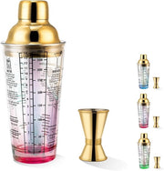 Set di Shaker per Cocktail - Mixer in Vetro con Filtro Integrato e Jigger per Cocktail Perfetti