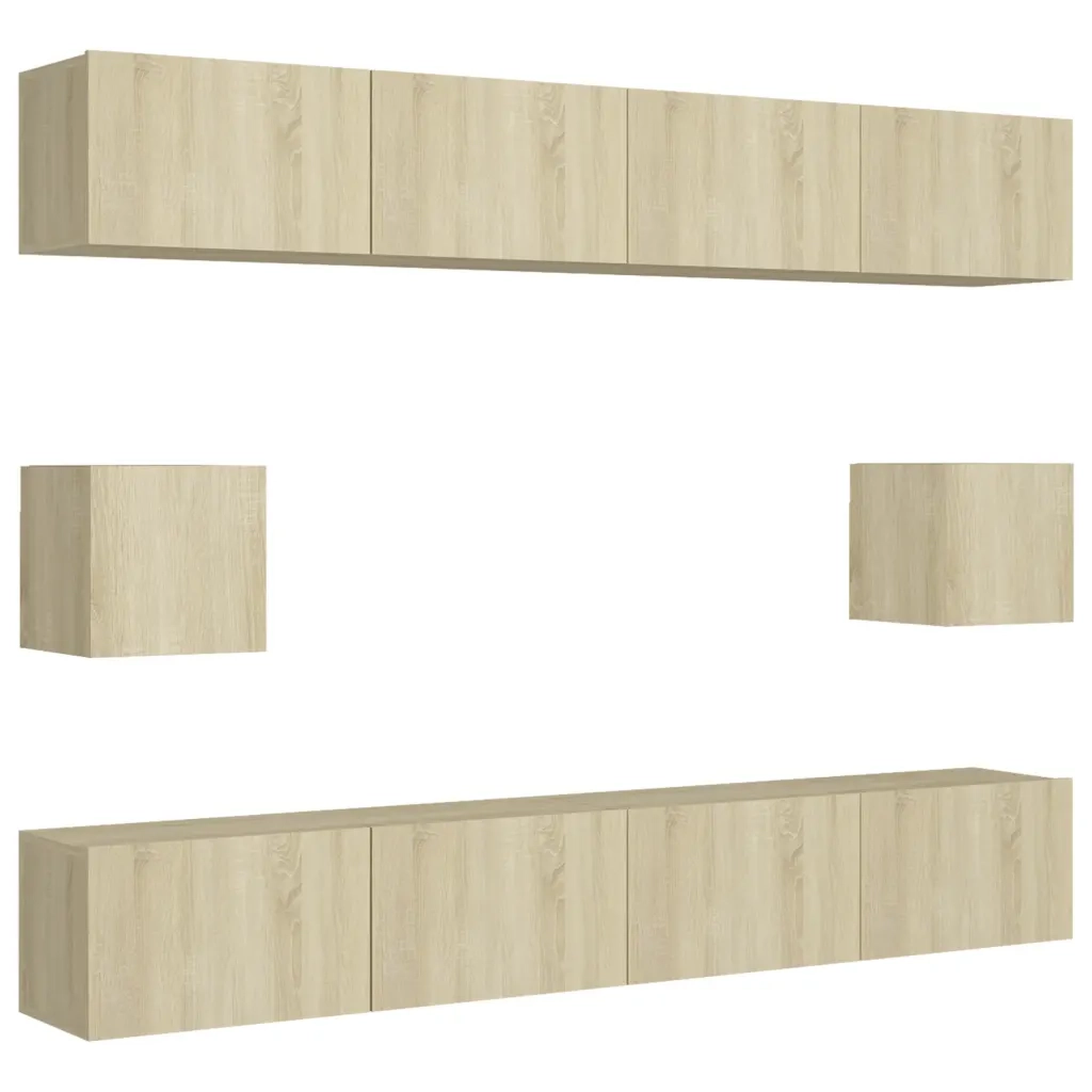 Set di Mobili Porta TV 6 pz Rovere Sonoma in Legno Multistrato 3078999