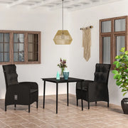 Set da Pranzo per Giardino 3 pz con Cuscini Nero cod mxl 40974