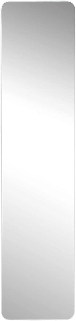 2 in 1 Specchio da Parete/da Terra con Telaio in Legno Massiccio, Ideale per Corridoio, Spogliatoio, 160 x 37 cm, Bianco
