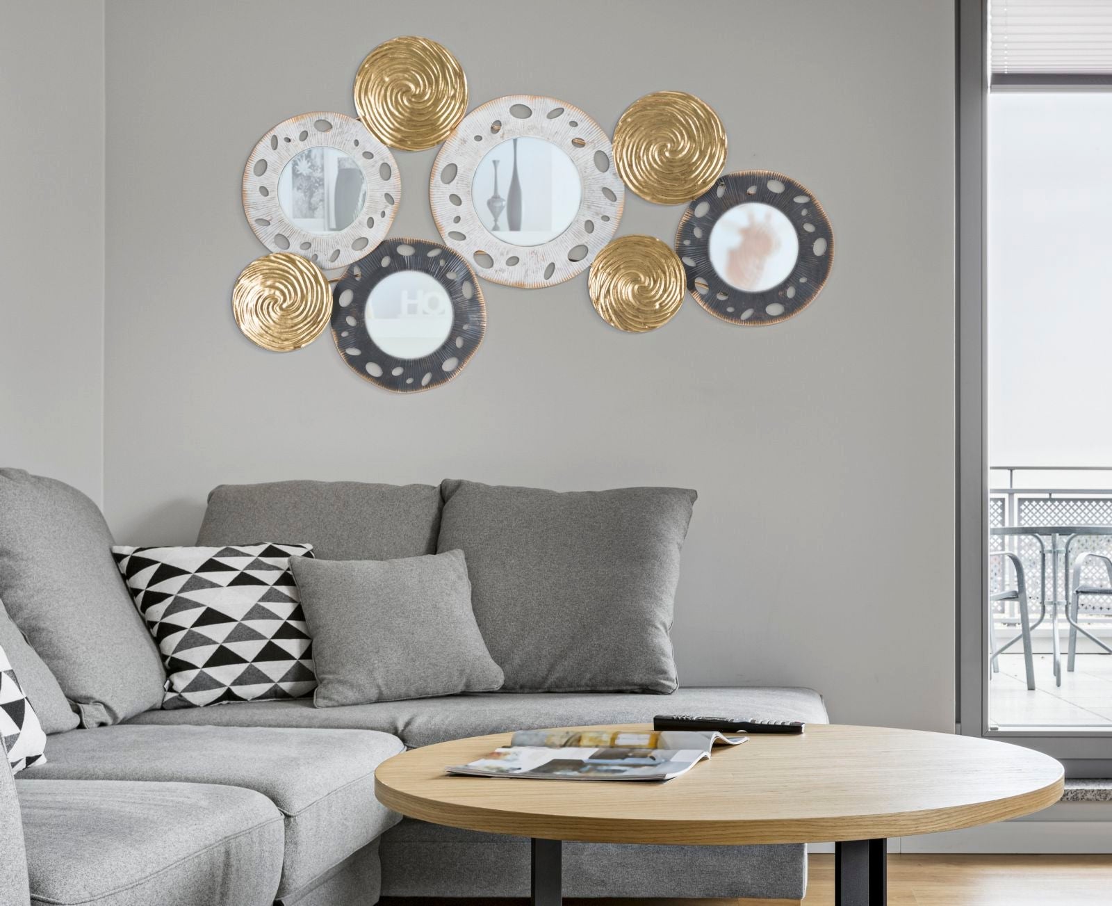 Pannello Gloty 91x4,5x54,5 cm in Ferro MDF e Specchio Multicolor