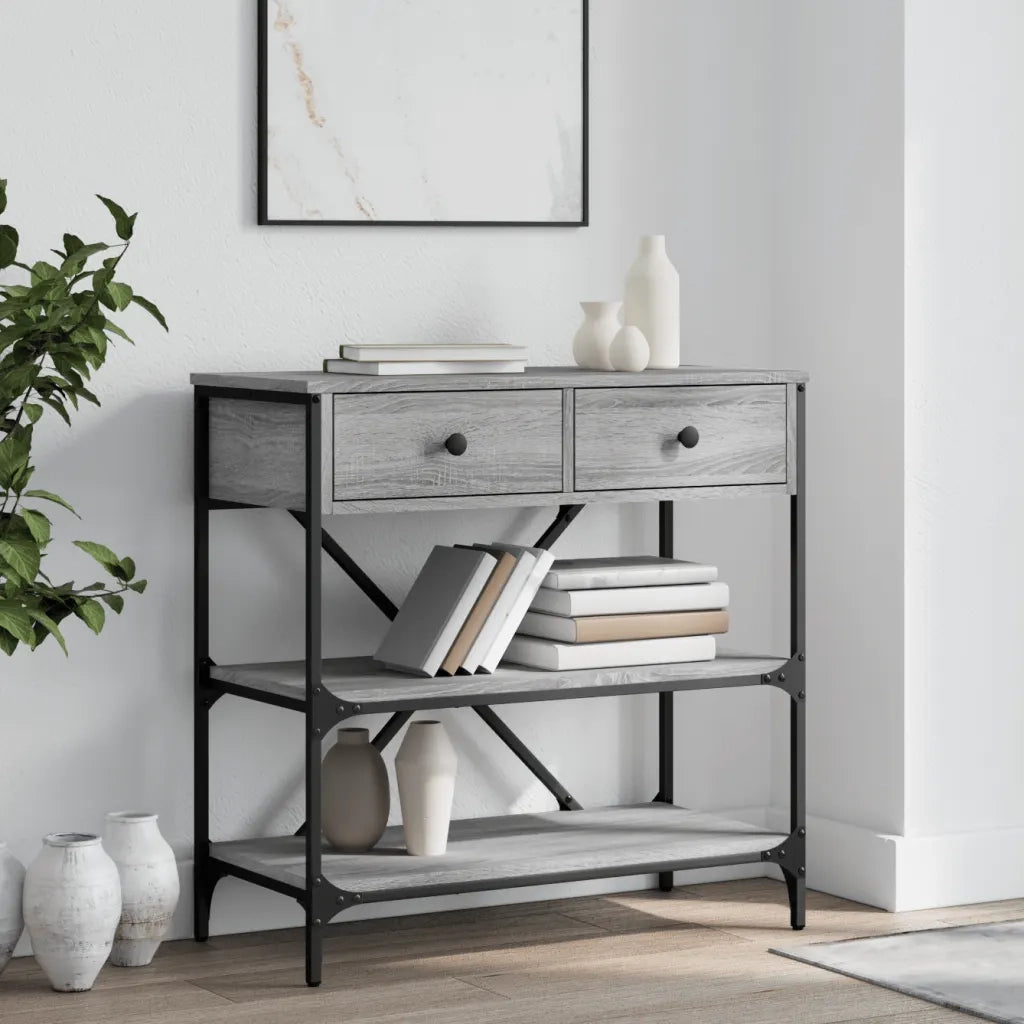 Tavolino Consolle | Tavolo d'Ingresso Grigio Sonoma 75x34,5x75cm Legno Multistrato