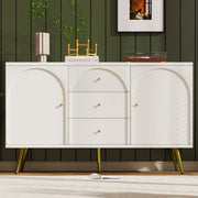 Cassettiera con 2 ante e 3 cassetti, colore crema bianco, con ripiano regolabile, H84/B140/T40 cm