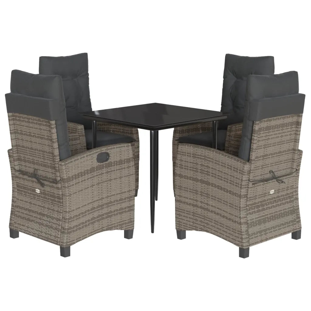 Set da Pranzo da Giardino 5 pz con Cuscini in Polyrattan Grigio 3212783