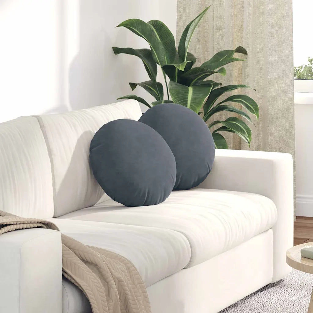 Cuscini per Seduta 2 pcs Grigio scuro Ø 40 x 13 cm Velluto 42014138