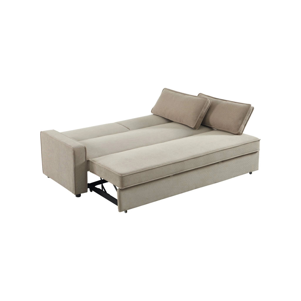 Divano letto in velluto a coste,  3 posti, beige