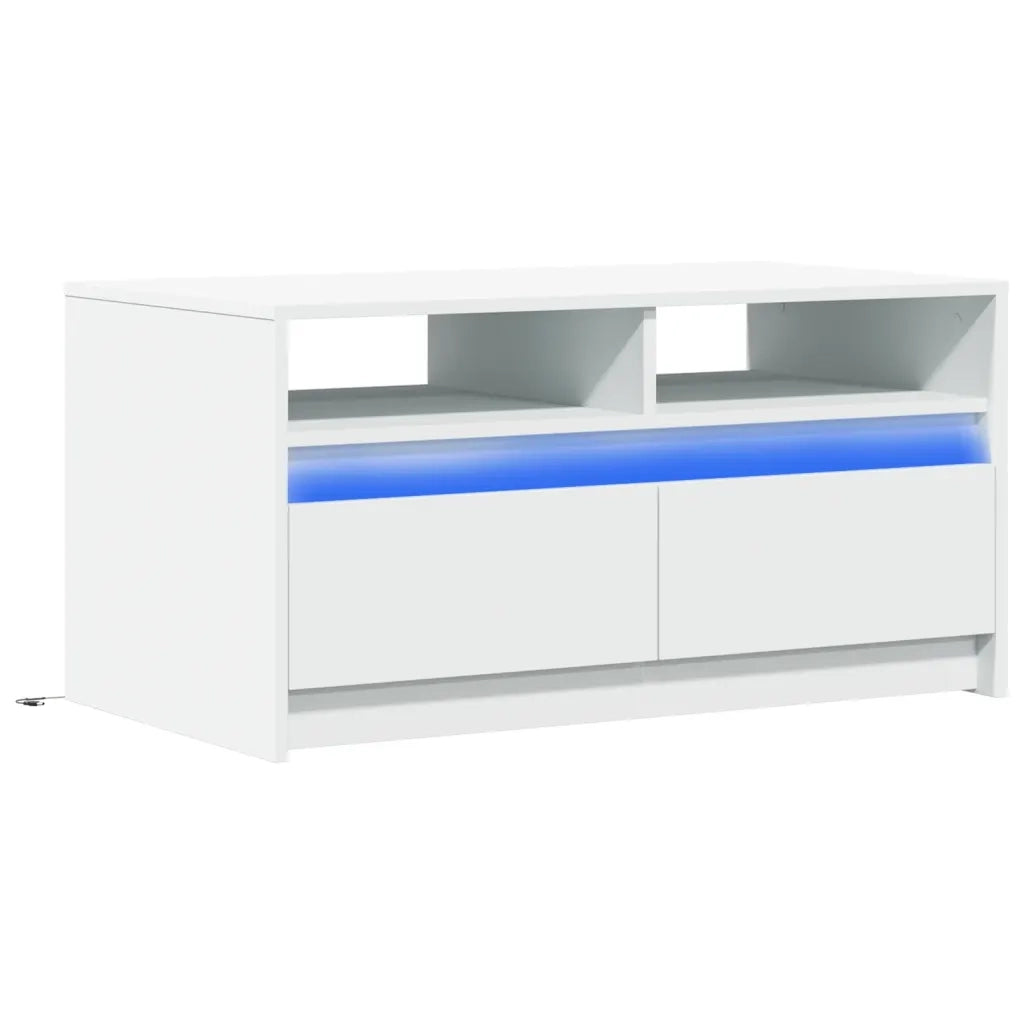 Tavolino da Salotto con Luci LED Bianco in Truciolato 851991