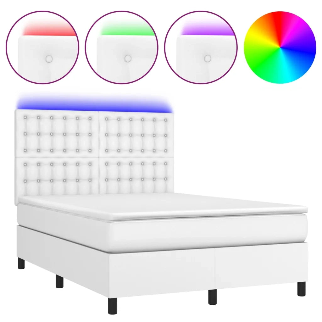 Giroletto Molle con Materasso e LED Bianco 140x190cm Similpellecod mxl 75068